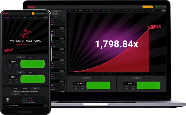 Laptop aur phone, screen par Aviator game
